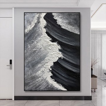 Black White Beach wave sand 04 wall decor Oil Paintings